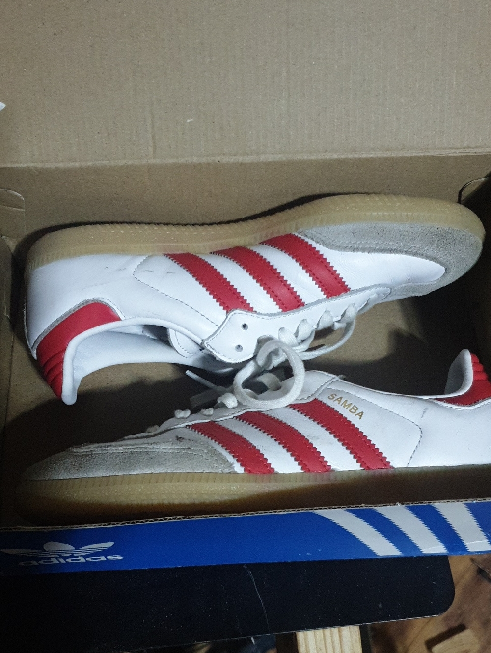adidas Samba Men’s Sneakers — White with Red Stripes